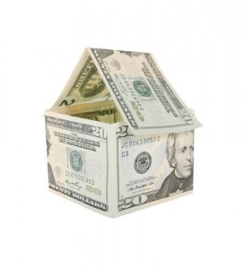 House made of money isolated on white