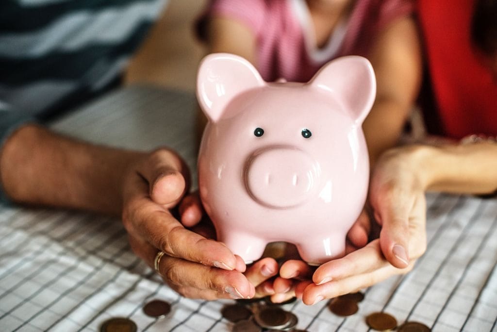 person holding piggy bank